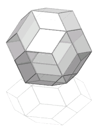 ☎∈ A rhombic triacontahedron rendered in POV-Ray. (Click here for rotating model)