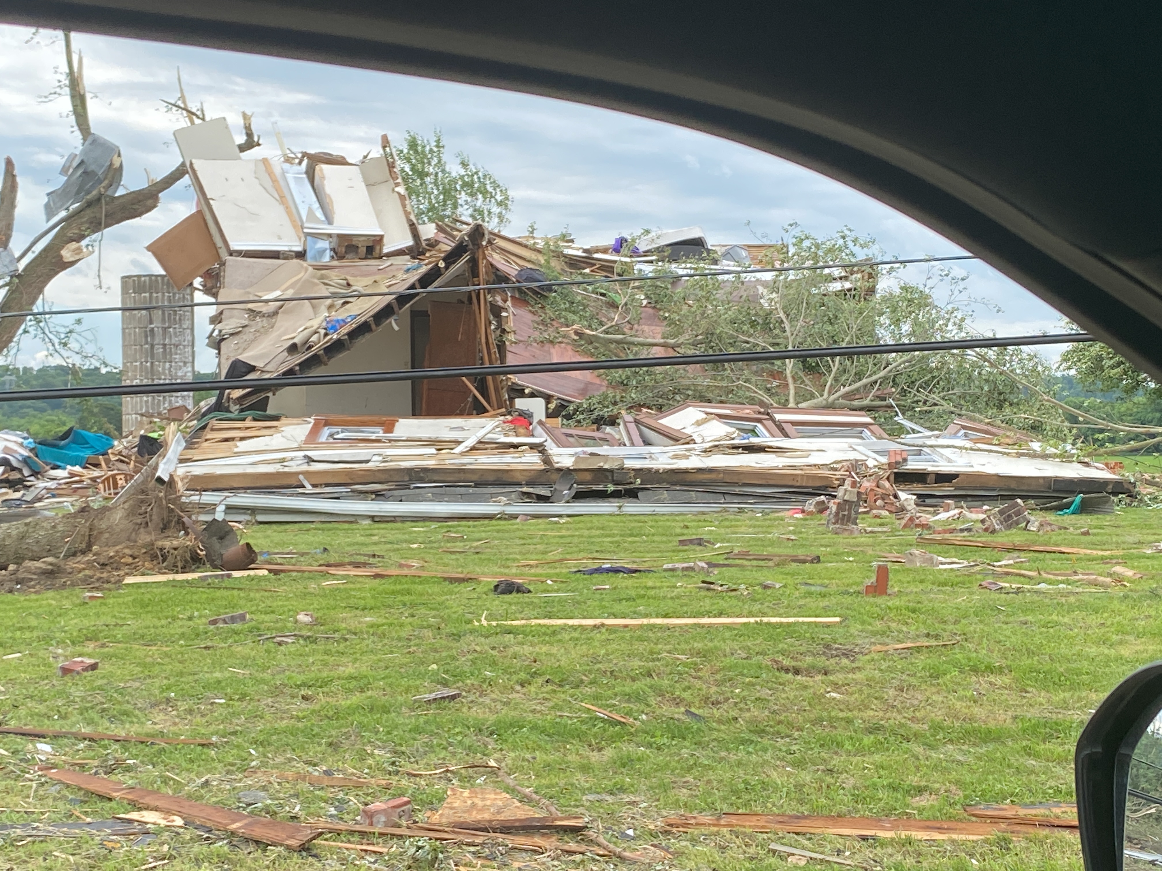 EF2 damage on the west side of Frazeysburg, Ohio.