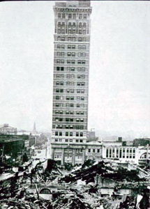 The ALICO building looming over the destroyed downtown area of Waco.