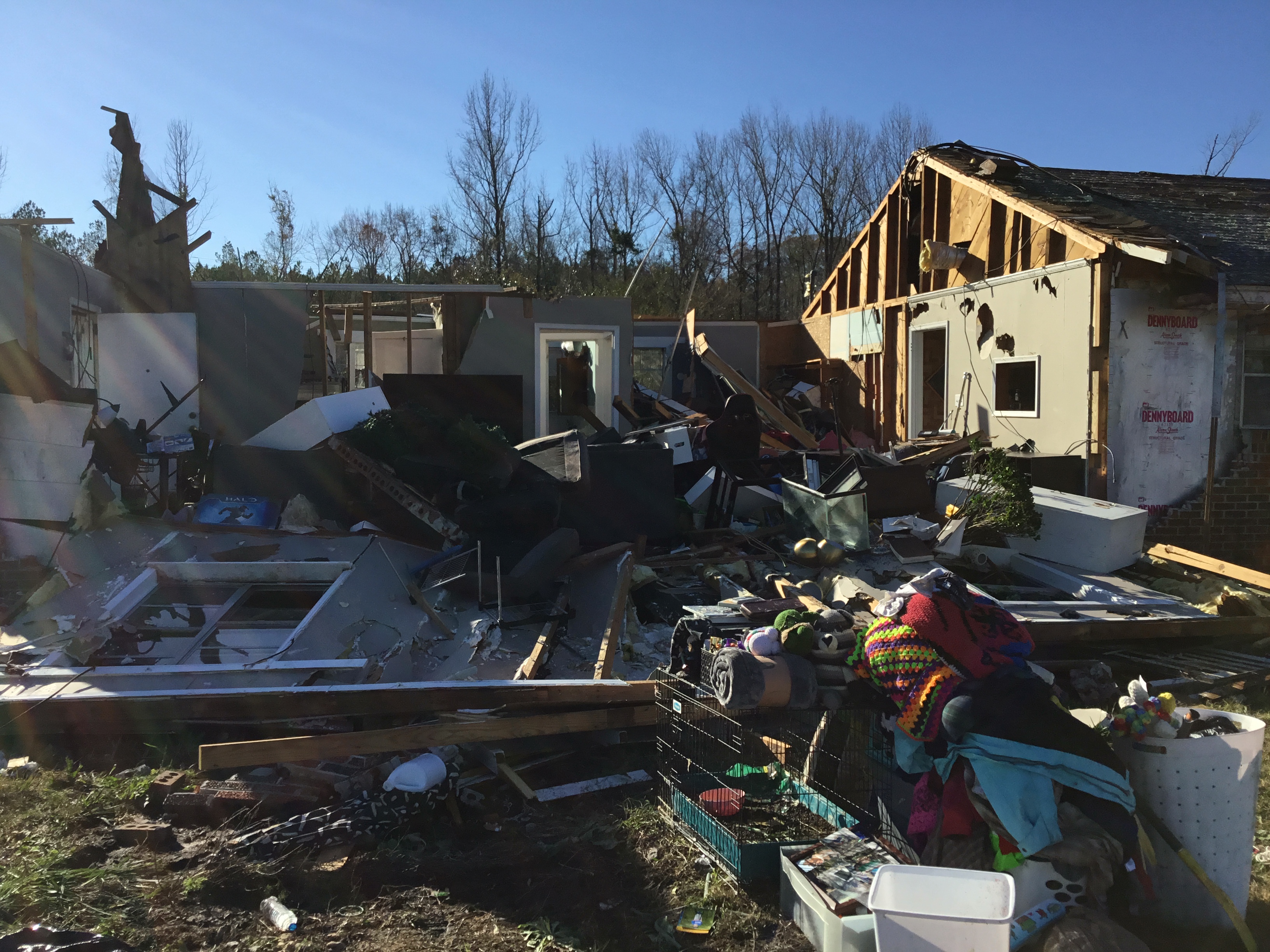 Heavy EF2 damage to a home in Tukabatchee, Alabama.
