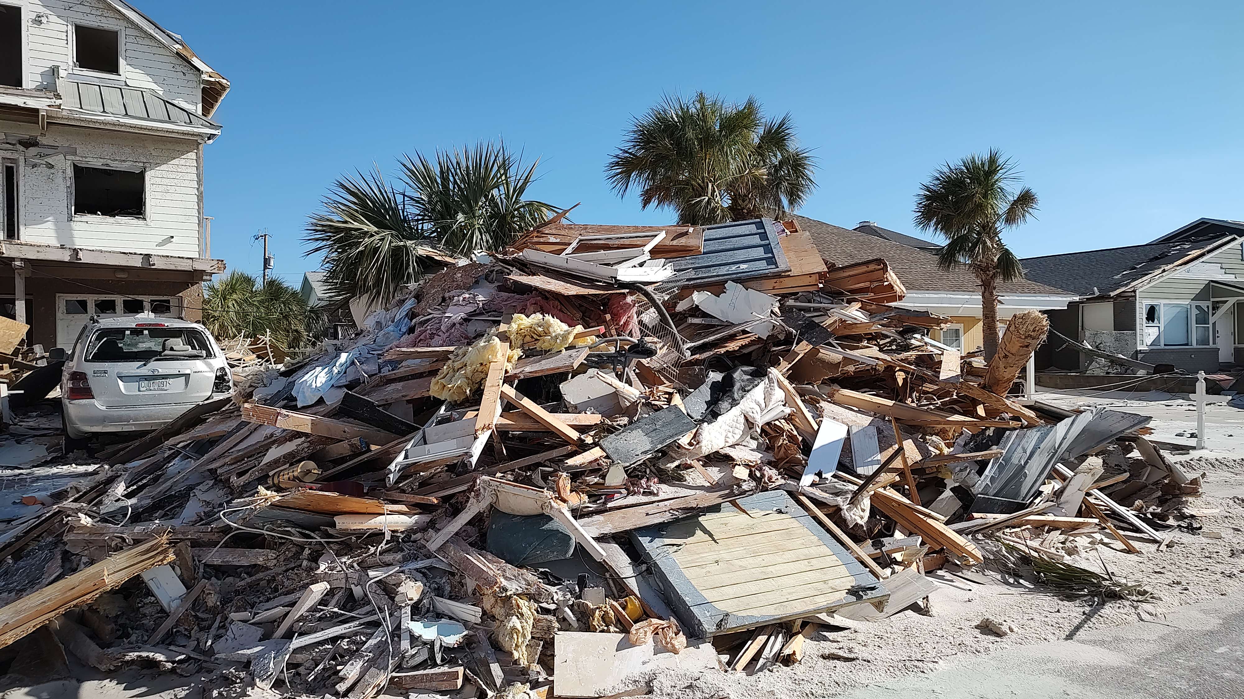 A home that was leveled at low-end EF3 intensity in Lower Grand Lagoon, Florida.