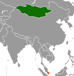 Map indicating locations of Mongolia and Singapore