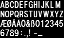 Anti-aliased character set of the PM8546 logo generator. Used by the PM5644 and later models to generate the station ID text and clock.