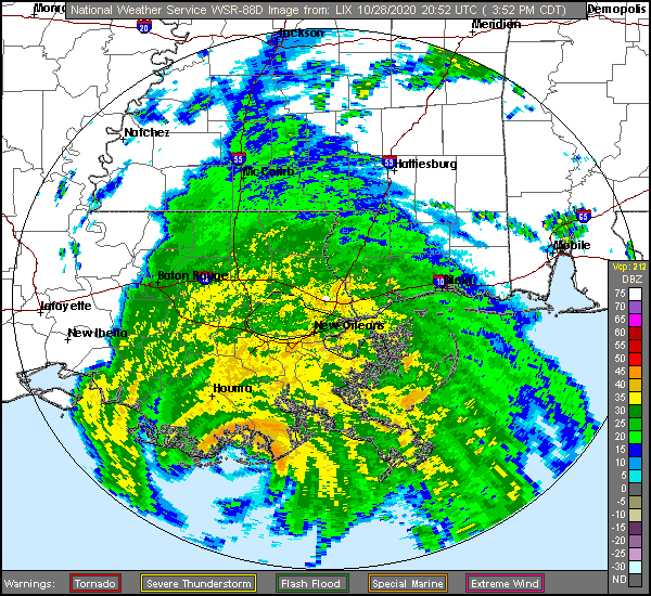 Hurricane Zeta making landfall in Cocodrie, Louisiana on October 28, 2020.