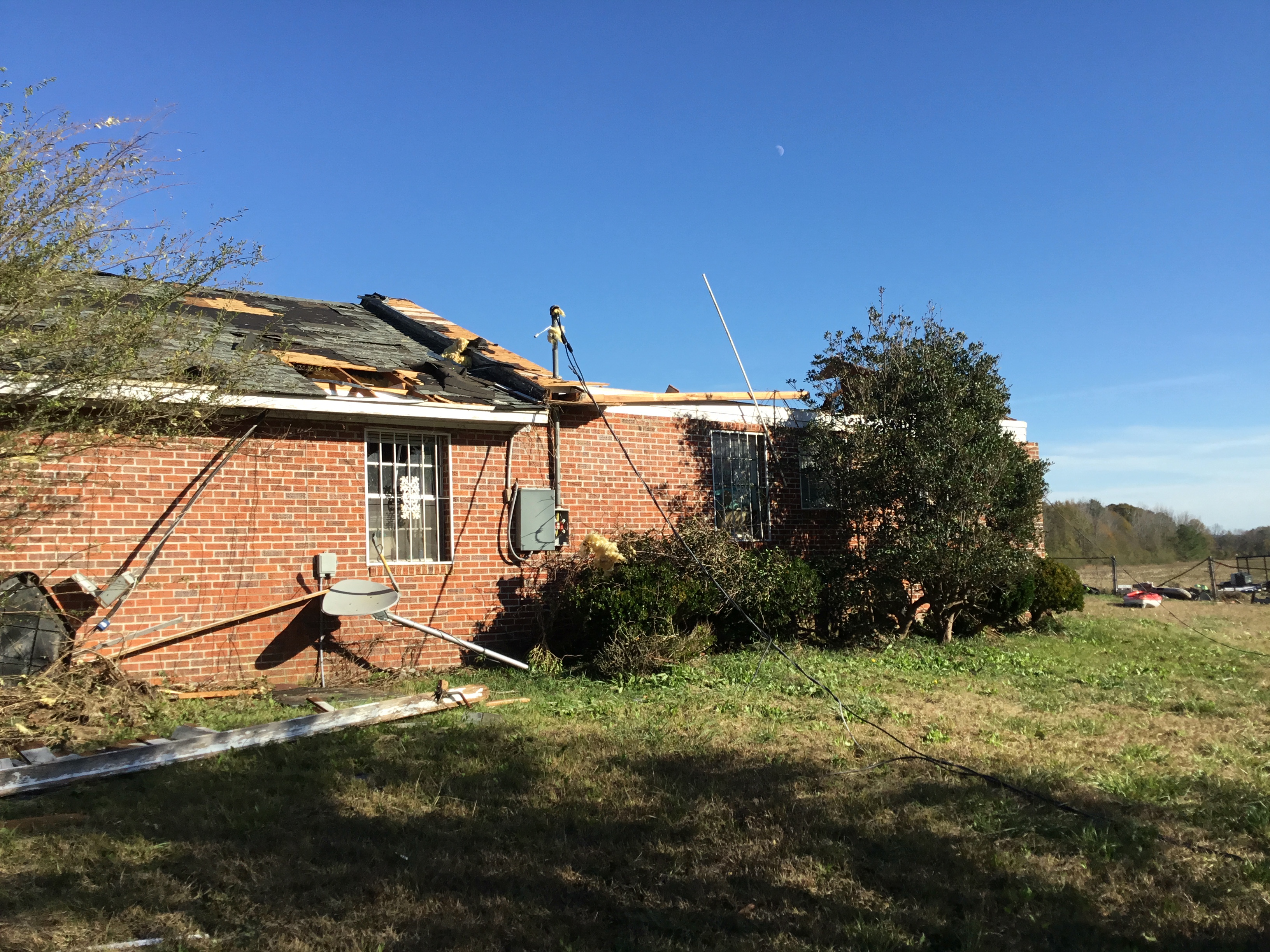 Heavy EF2 damage to a home in Tukabatchee, Alabama.