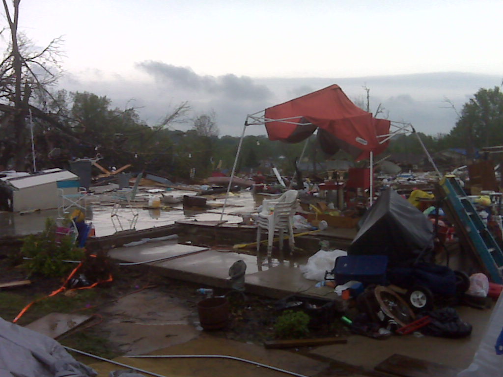 A house that was completely destroyed at EF4 intensity in the suburbs of St. Louis.