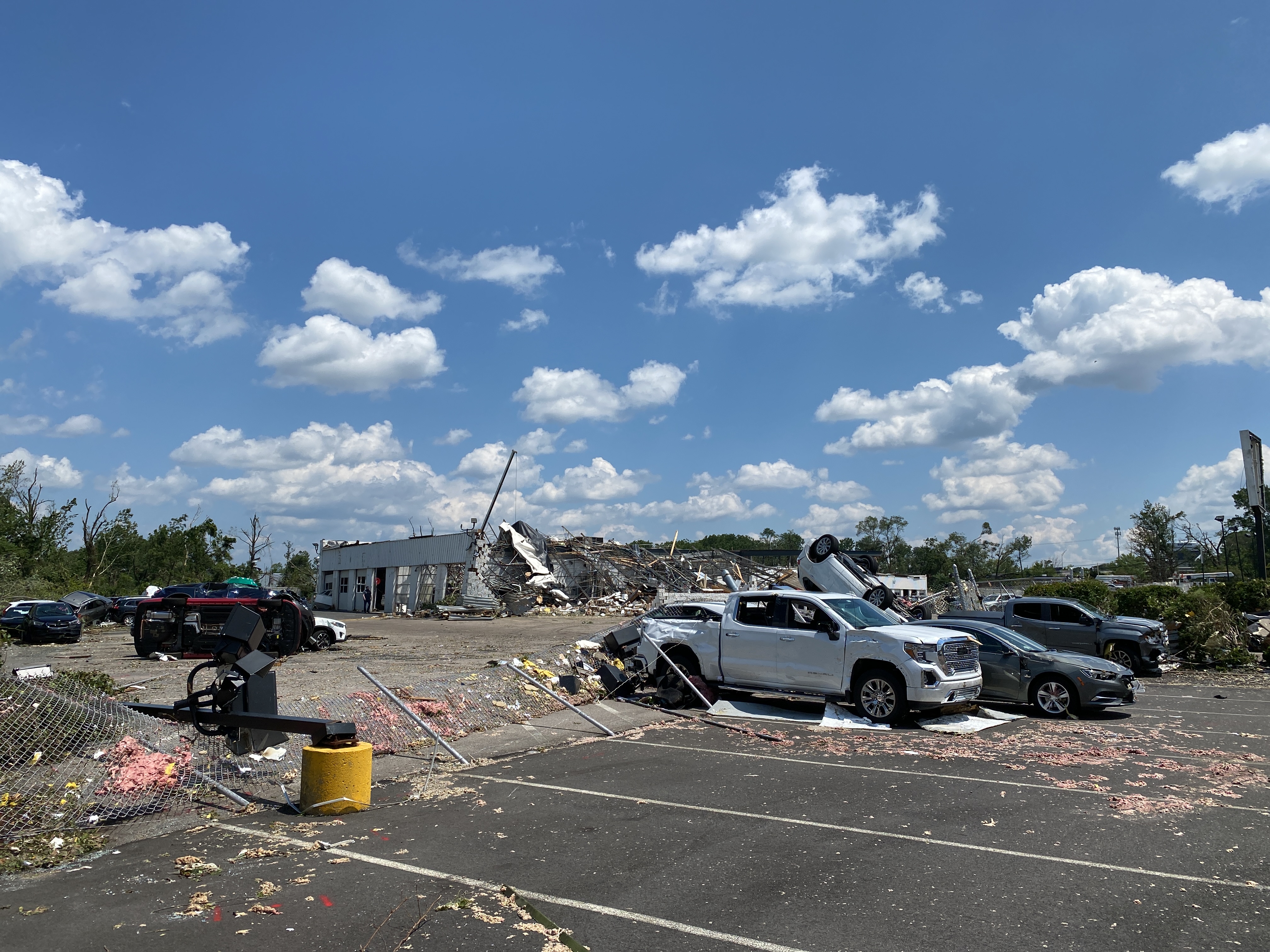 EF3 damage to a Faulkner auto dealership in Trevose, Pennsylvania.