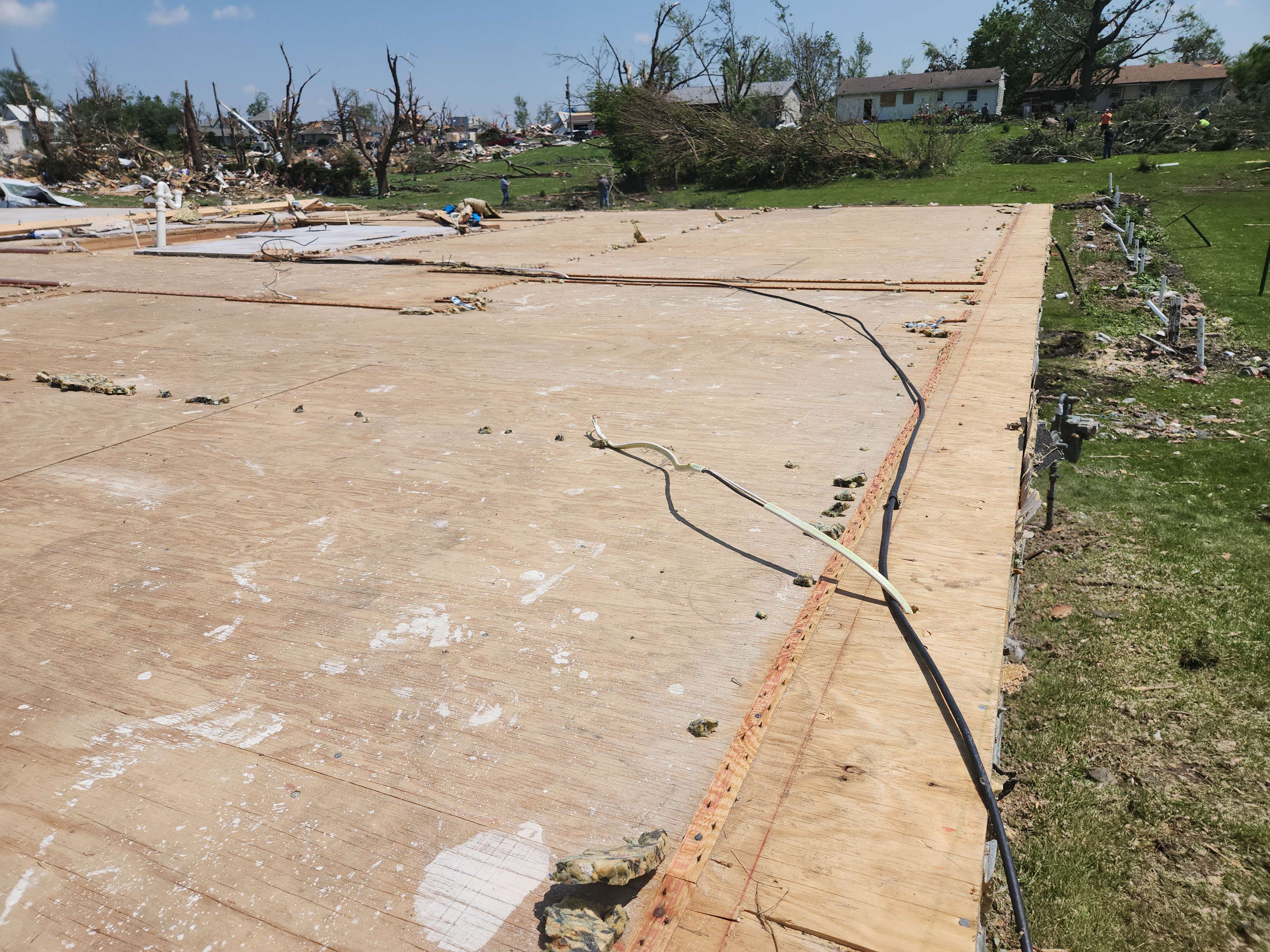 A home that was leveled and swept away at EF4 intensity in Greenfield, Iowa.
