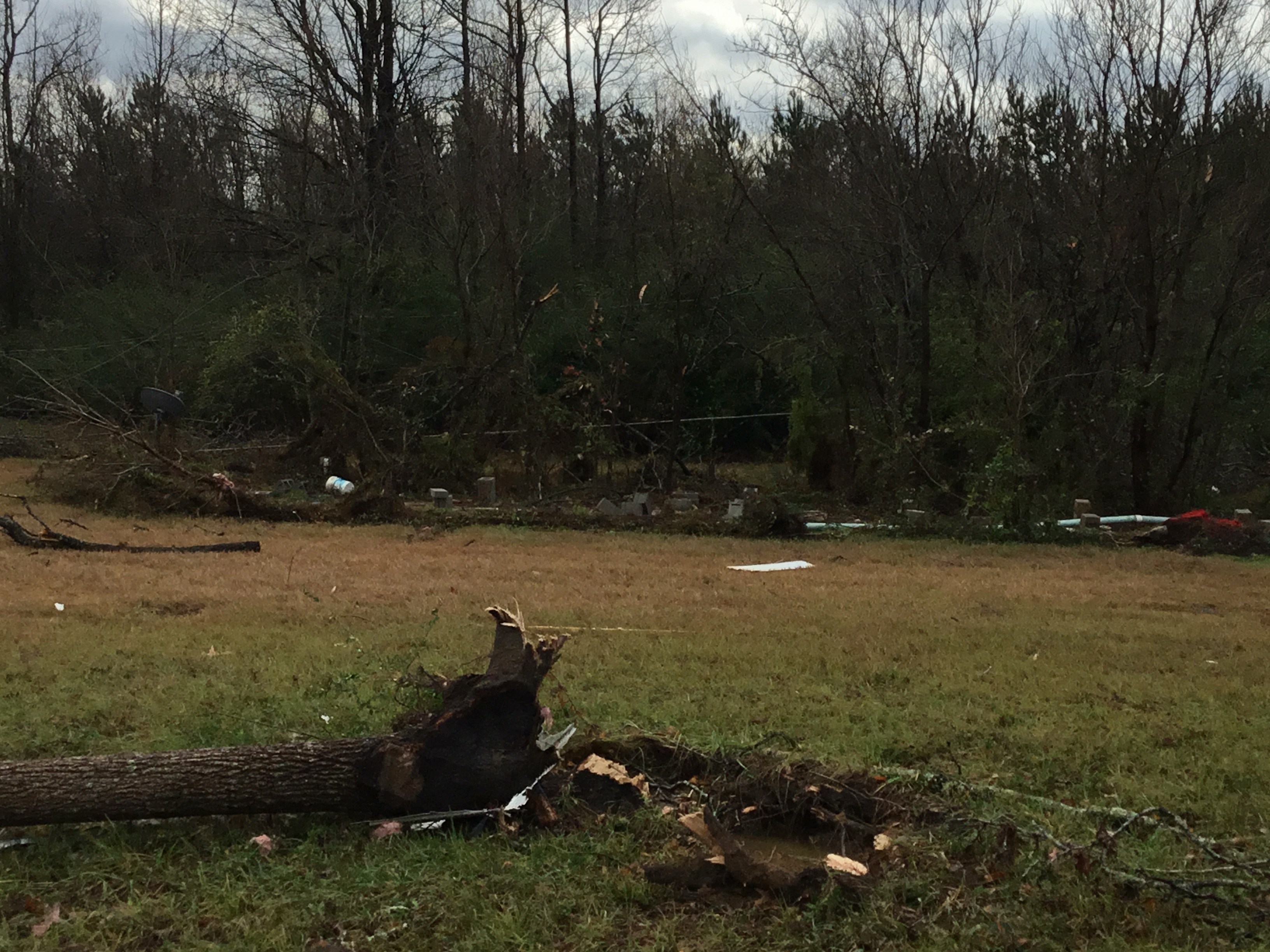 The remnants of a destroyed mobile home in the Flatwoods neighborhood of Montgomery, Alabama.