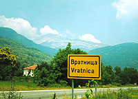 Entrance in Vratnica from Tetovo. In the back of the photo is mountain peak Ljuboten (2498m) at Šar Planina