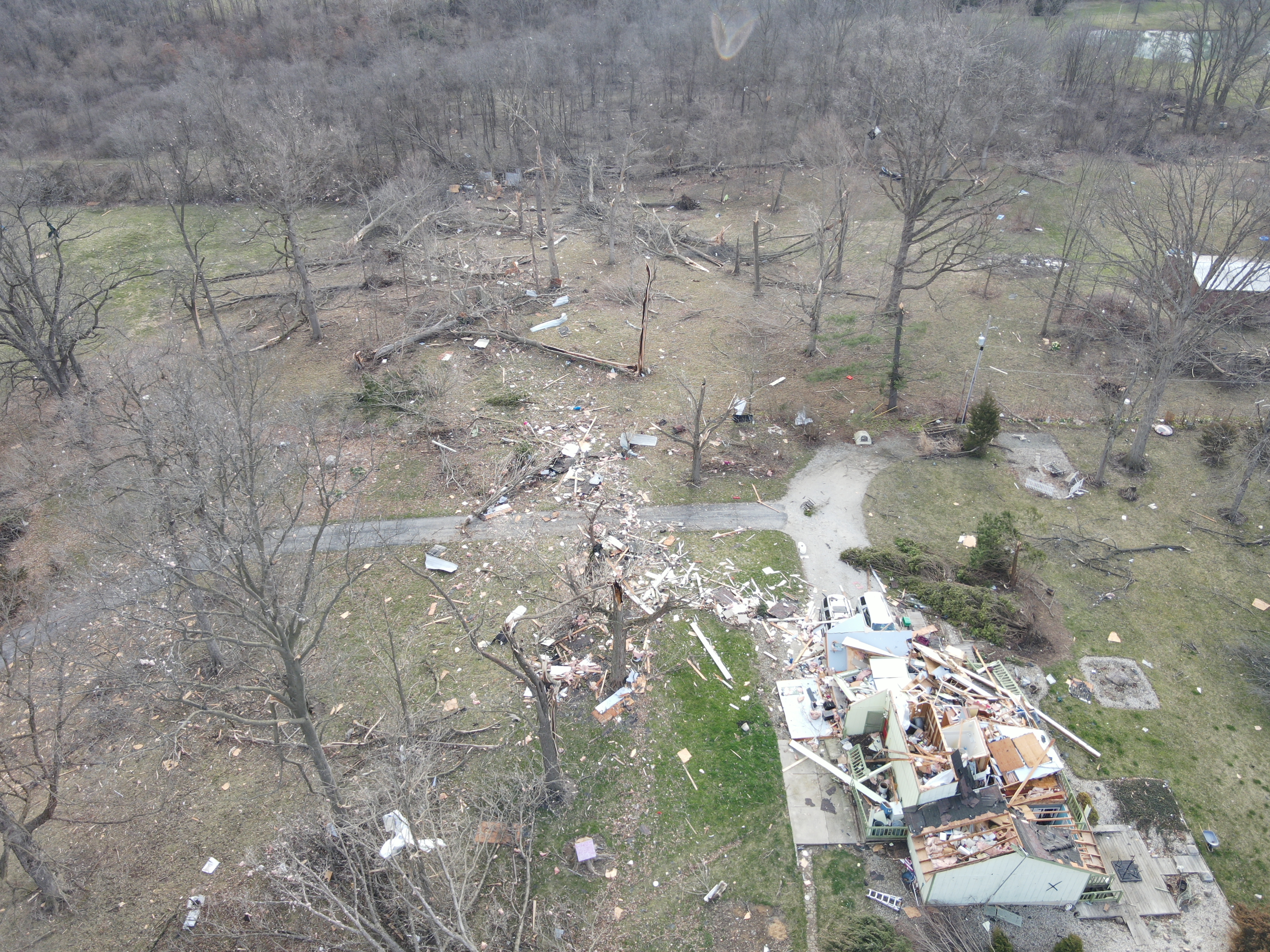 EF3 damage to a home east of Gas City, Indiana.