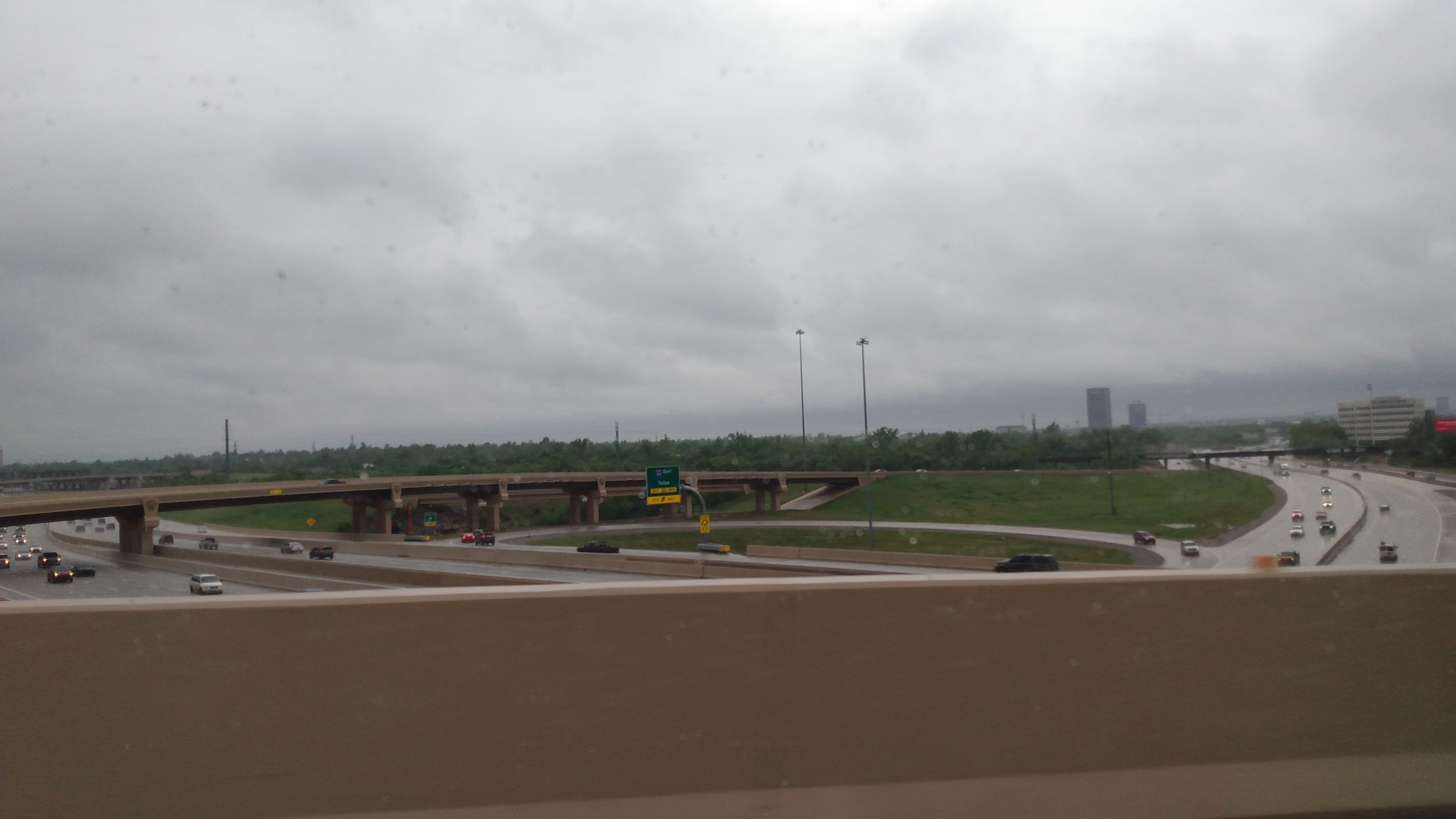Interstate 235 in Northern Oklahoma City at its northern terminus at the exit 4 interchange with I-44/SH-66 with US 77 (Broadway Extension) continuing northward.