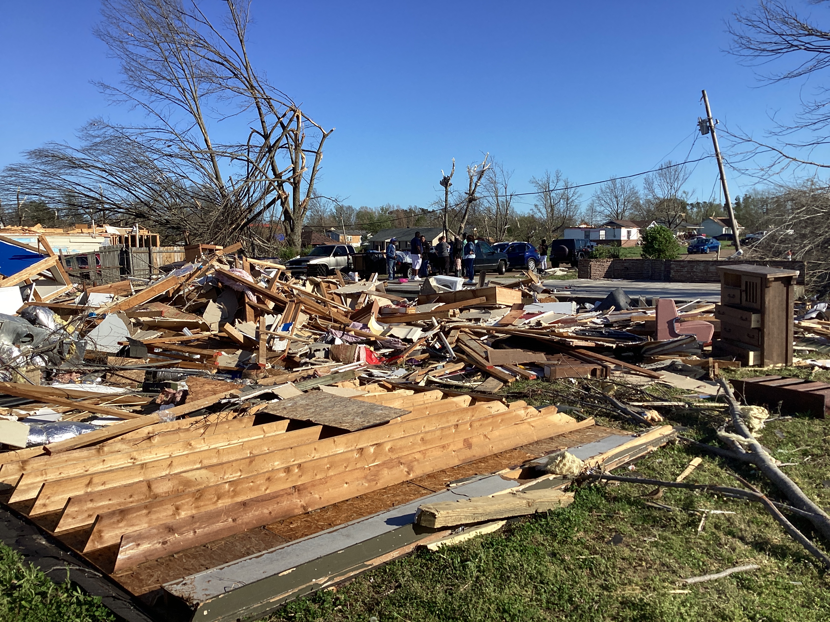 A home that was swept away at EF3 intensity south of Covington, Tennessee.