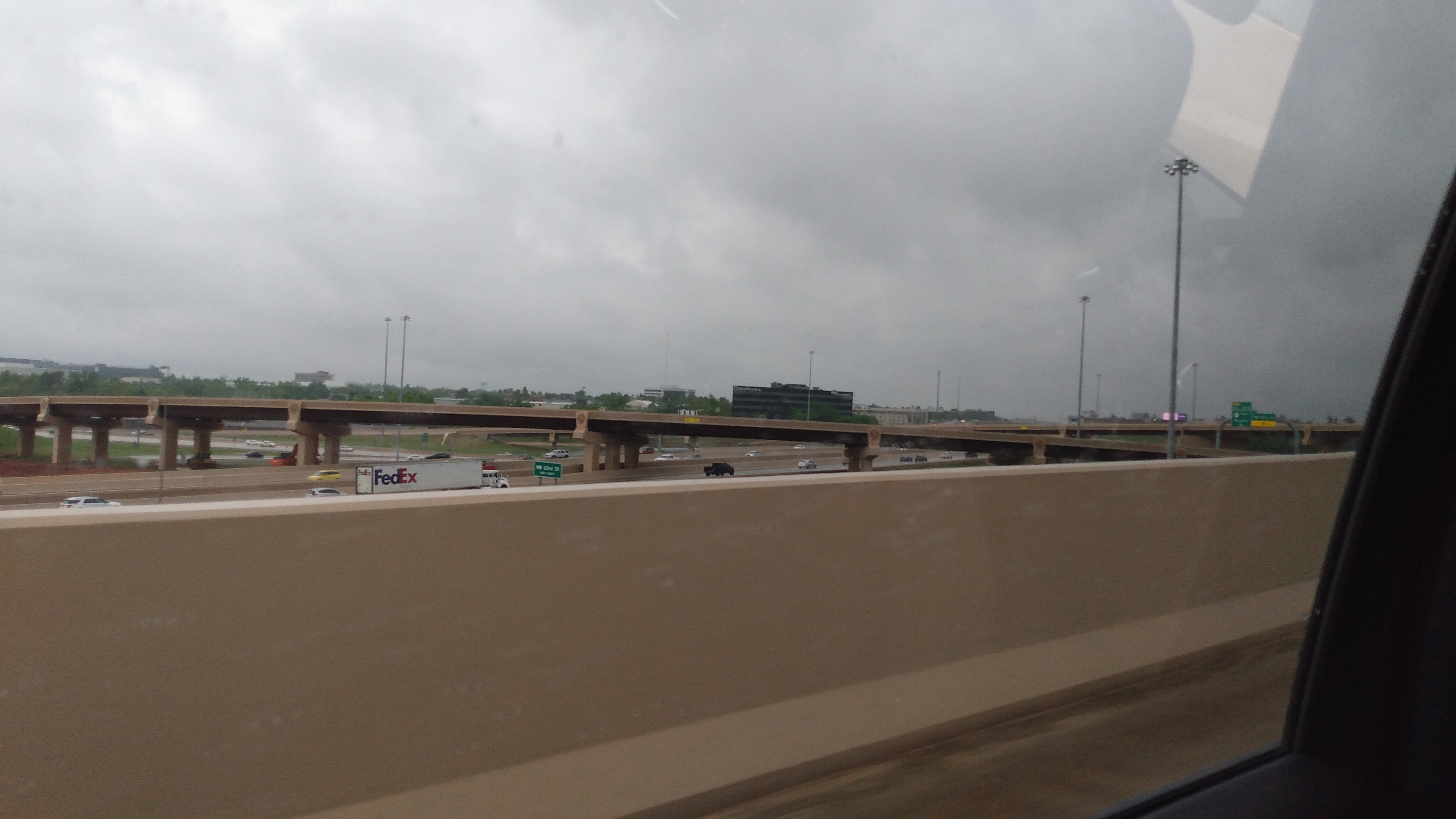 Interstate 235 in Northern Oklahoma City at its northern terminus at the exit 4 interchange with I-44/SH-66 with US 77 (Broadway Extension) continuing northward.