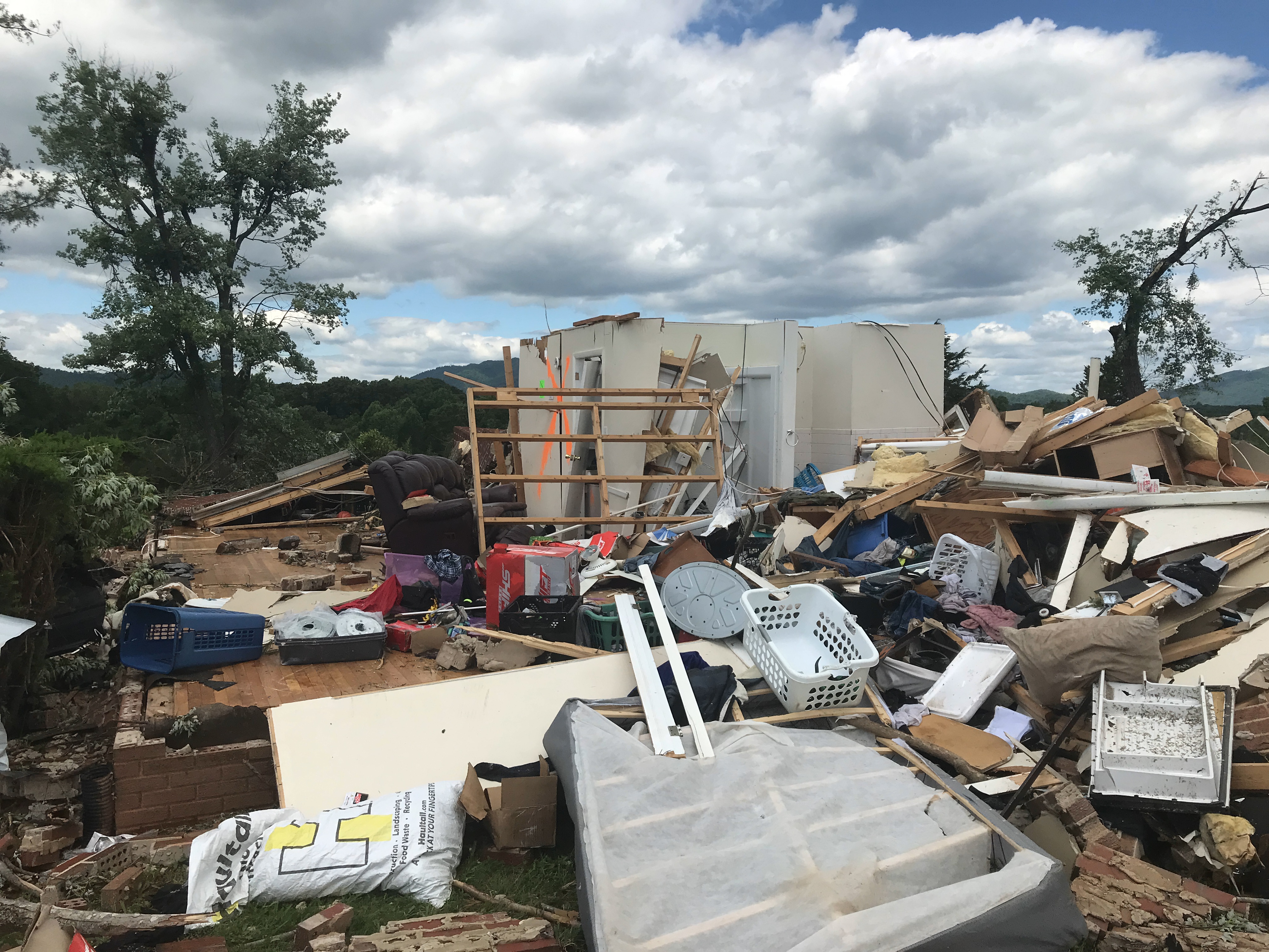 A home that was destroyed at high-end EF2 intensity in Norwood, Virginia.