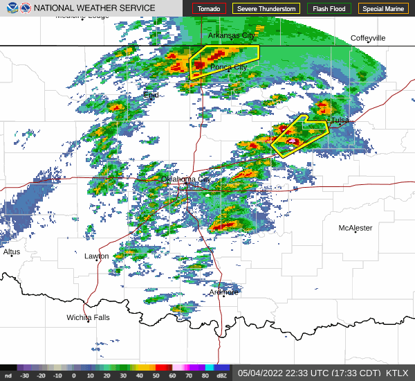 Radar loop from the NWS Norman on May 4, 2022.