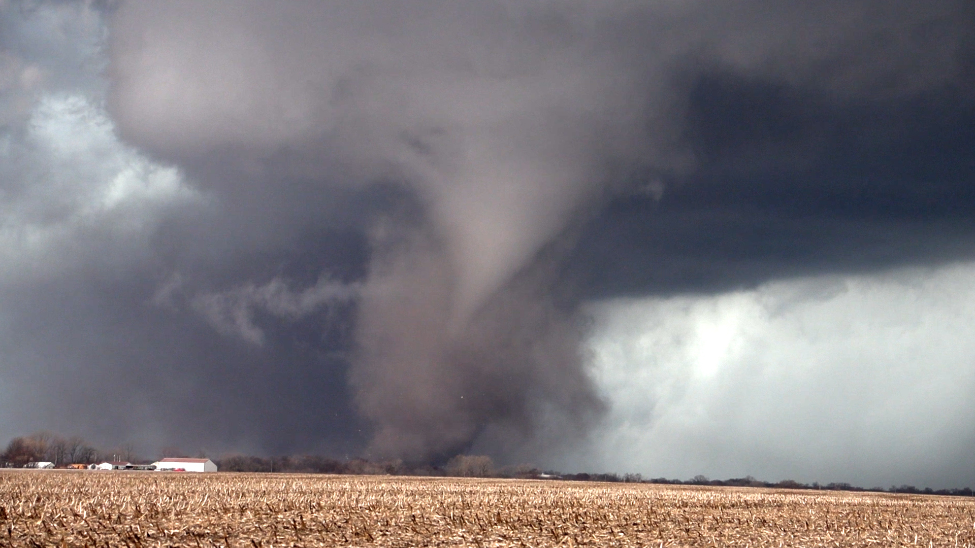 The EF4 Keota—Wellman, Iowa tornado seen from Keota, Iowa.
