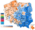 2024 Polish local elections to regional assemblies (constitutencies) PiS (blue), KO (orange)