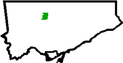 Location of Clanton Park within Toronto