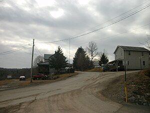 The community of Shunk, within Fox Township along the side of State Route 154 as seen in February 2012.