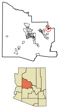 Location of Village of Oak Creek (Big Park) in Yavapai County, Arizona.