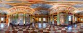 360° panoramic view of a banqueting hall, the ceiling is distorted