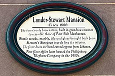 Lander–Stewart Mansion plaque