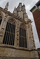 Chapels commissioned by Jean de la Grange, northwest corner, Amiens Cathedral (c. 1375). Note the use of curvilinear mouchettes and soufflets at the top of the windows.