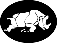 A white rhinoceros on a black background
