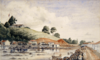 Charles Andrew Dyce, Government Hill from the New Harbour Road, Singapore, 1846, Watercolour & Ink on paper, 27.2 x 44.8 cm, NUS Museum