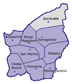 Location of Serravalle within San Marino