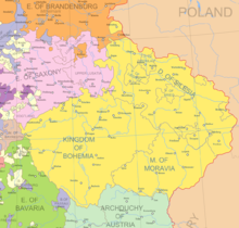 Map of political borders in Central Europe in the early 1700s