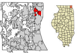 Location of Beach Park in Lake County, Illinois.