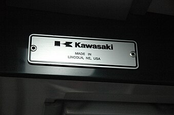 Kawasaki builder's plate on a Washington Metro 7000 series train.
