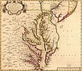 Image 7Map of Chesapeake Bay area by John Senex, 1719, with Baltimore County labeled near Maryland's border with Pennsylvania. (from History of Baltimore)