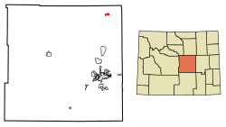 Location of Edgerton in Natrona County, Wyoming.