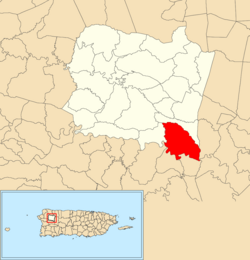 Location of Perchas 2 within the municipality of San Sebastián shown in red