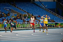 A photo of the Men's 100 meters during the 2016 Summer Paralympics.