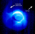 A view from the IMAGE satellite showing Earth's plasmasphere using its Extreme Ultraviolet (EUV) imager instrument.