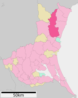 Location of Hitachiōta in Ibaraki Prefecture