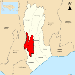 Map of Ubud District within Gianyar Regency