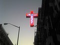 Image 8A 'Jesus Saves' neon cross sign outside of a Protestant church in New York City (from Salvation in Christianity)