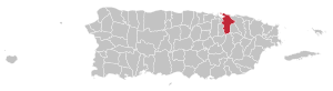 Map of Puerto Rico highlighting San Juan Municipality