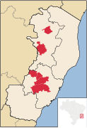 Municipalities in which East Pomeranian dialect is co-official in Espírito Santo, Brazil: Domingos Martins,[28][29][30] Itarana,[31][32] Laranja da Terra,[28][30] Pancas,[28][33][34] Santa Maria de Jetibá,[28][35][36] and Vila Pavão.[28][37][36]