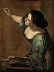 Artemisia Gentileschi, Self-Portrait as the Allegory of Painting, 1630s, Royal Collection. Note the pulled-up sleeve on the arm holding the brush.