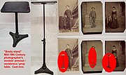 A mid-19th century "Brady stand" armrest table, used to help subjects keep still during long exposures. It was named for famous US photographer Mathew Brady.