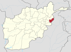Map of Afghanistan with Kunar highlighted