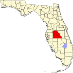 A state map highlighting Polk County in the middle part of the state. It is large in size.
