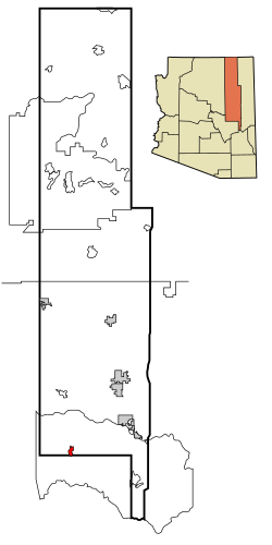 Location in the Fort Apache Indian Reservation, Navajo County, and the state of Arizona