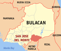 Map of Bulacan with San Jose del Monte highlighted